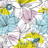 Color spots lily seamless pattern