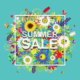 Summer sale, floral frame for your design