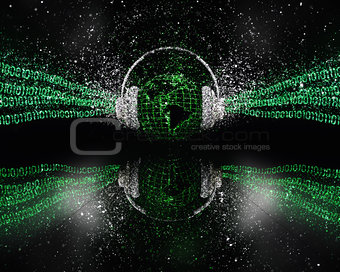 3D digital global music concept with glitter effect
