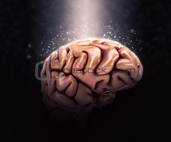 3D human brain on dramatic background
