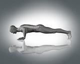 3D medical figure in push up position