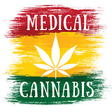 Cannabis leaf design green brush texture background Medical Cannabis leaf banner with textured backgroundMedical Cannabis leaf jamaican flag background