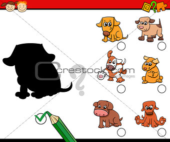 children shadows task with dogs
