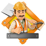 3D Logo. Worker with shovel