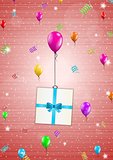 birthday card with balloons and gift
