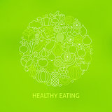 Line Healthy Eating Icons Circle Concept
