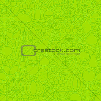 Thin Line Green Eat Healthy Tile Pattern