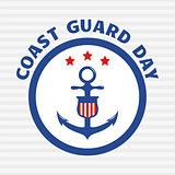 Symbol of coast guard on grey stripe background.