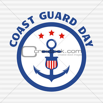 Symbol of coast guard on grey stripe background.