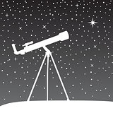 Silhouette of telescope on the night sky background.