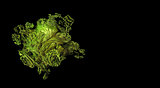 3d green high detail alien shape over black