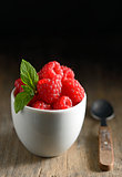 Wild raspberry in ceramic bowl