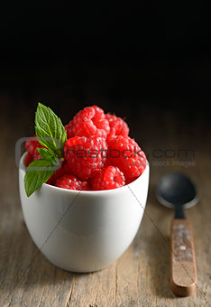 Wild raspberry in ceramic bowl