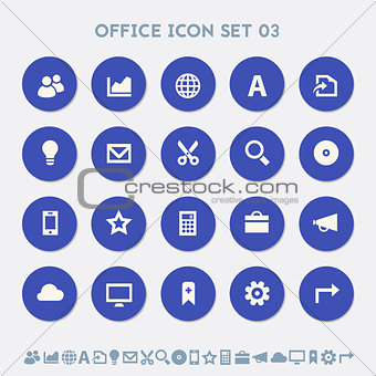 Office 3 icon set. Material circle buttons