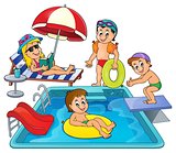 Children by pool theme image 3