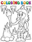 Coloring book cave woman theme 1