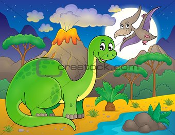 Night landscape with dinosaur theme 6