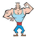 Body Builder sailor, strongman, weightlifter athlete vector character