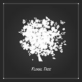 Art floral tree for your design on black background
