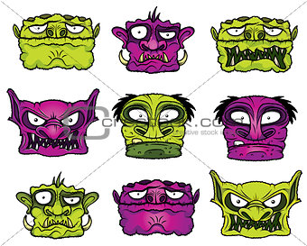 halloween scary zombie monster heads