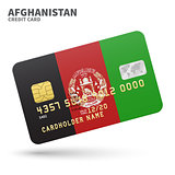 Credit card with Afghanistan flag background for bank, presentations and business. Isolated on white