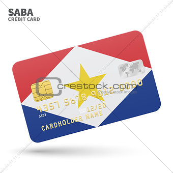 Credit card with Saba flag background for bank, presentations and business. Isolated on white