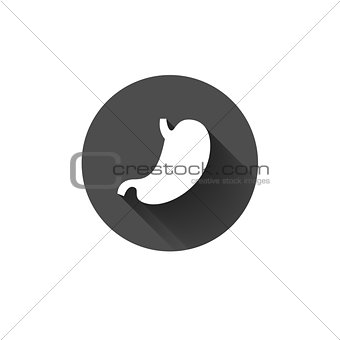 Flat long shadow modern stomach gaster icon