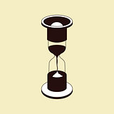 Vector brown hourglass icon on beige background