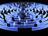 Circular 3d maze of blue color