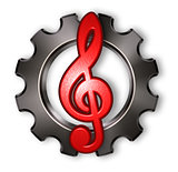 gear wheel and clef on white background - 3d rendering