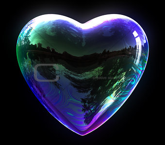 Concept Of Blue Soap Bubble Heart