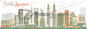 Abstract Kuala Lumpur Skyline with Color Buildings. 