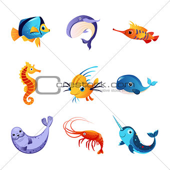 Colorful Sea Animals Set
