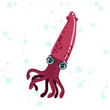 Pink Squid Drawing