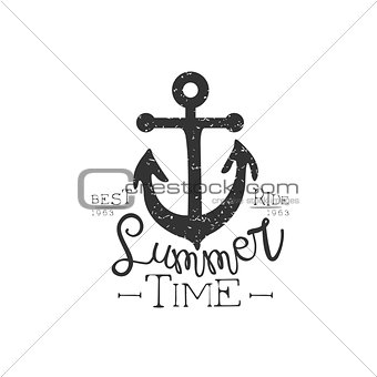 Summer Holydays Vintage Emblem With Anchor