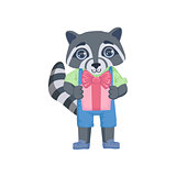 Boy Raccoon With The Present
