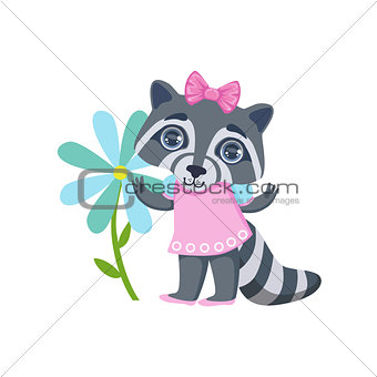 Girl Raccoon With Giant Flower