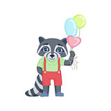 Boy Raccoon With Balloons