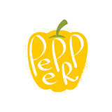 Pepper Name Of Vegetable Written In Its Silhouette