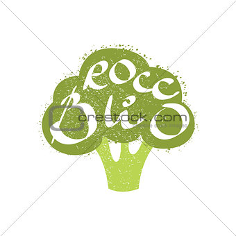 Broccoli Name Of Vegetable Written In Its Silhouette