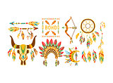 American Indian Ethnic Elements Boho Style Design Collection