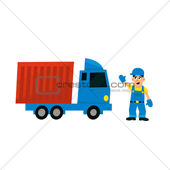 Worker And Delievery Truck