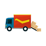 Long Distance Cargo Truck With Boxes Falling Out