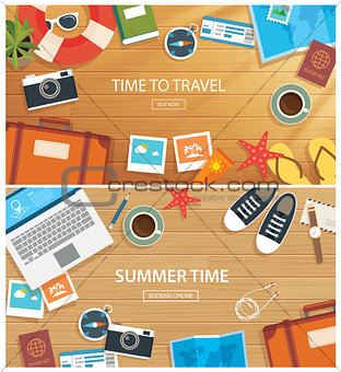 summer and travel flat banner template