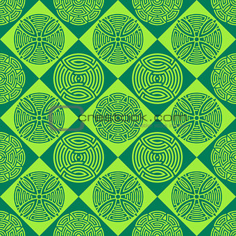 Green seamless ornamental pattern