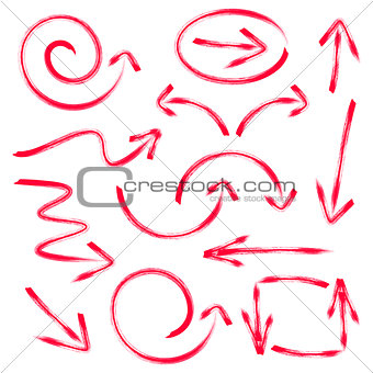 Red vector hand drawn arrows