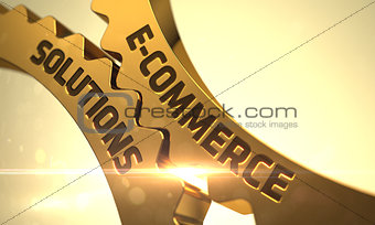 Golden Cog Gears with E-Commerce Solutions Concept.