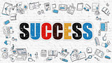 Success Concept with Doodle Design Icons.