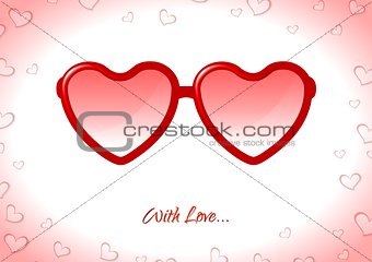 Red sunglasses with Valentine heart shapes