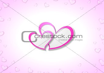 Pink hearts vector Valentine Day background